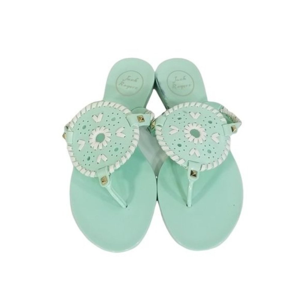 Jack Rogers Classic Georgica Boho Thong Sandals in Mint Green Womens Size 8‎